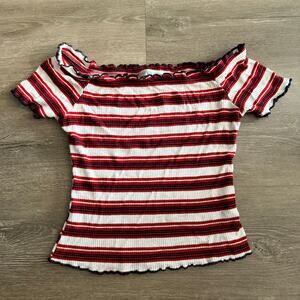 Charlotte Russe Stripped Shirt Medium Juniors Red White Pink